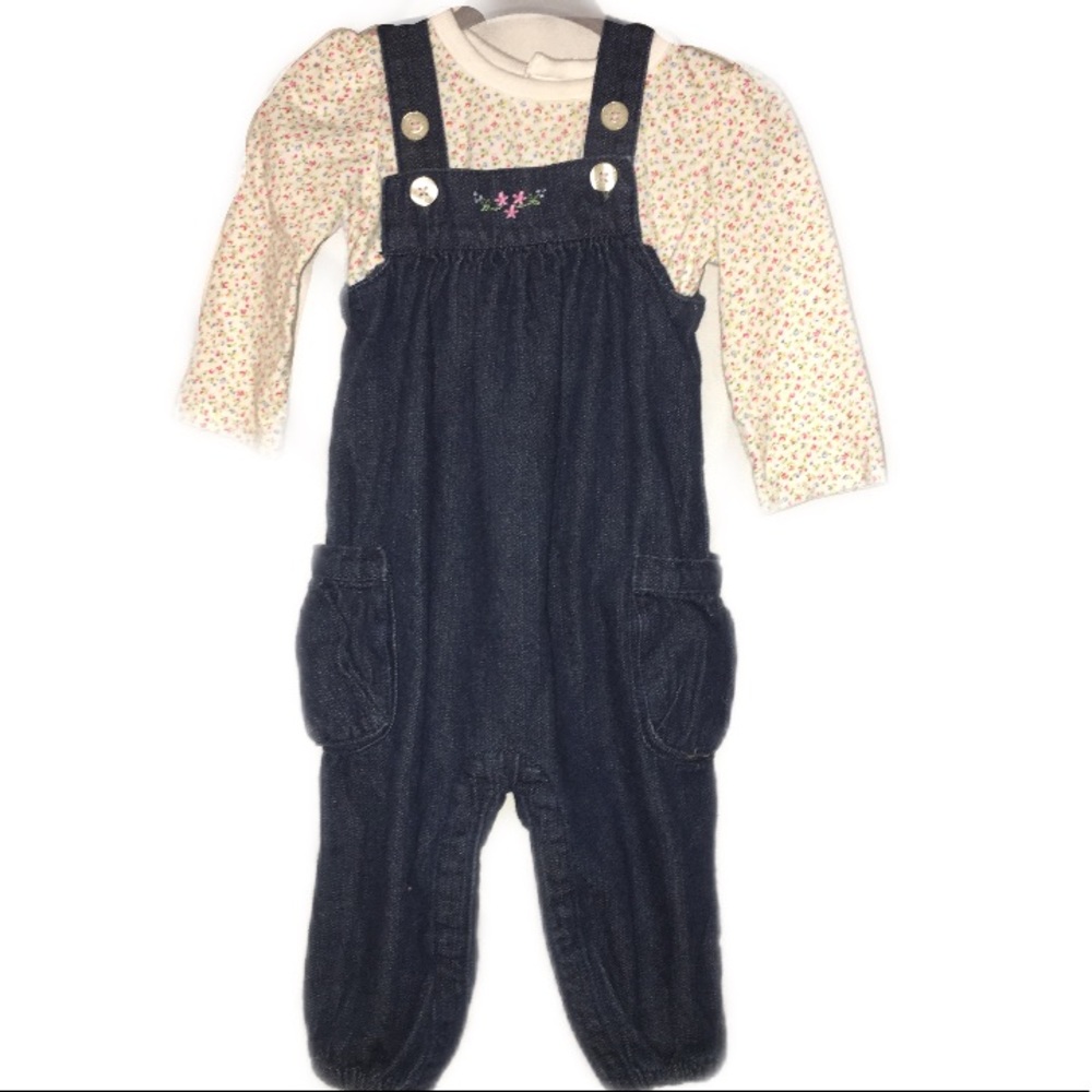 Chaps Baby Girl Overalls And Long Sleeve Onesie